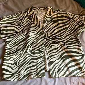 Rachel Zoe Zebra stripe short sleeve silky top